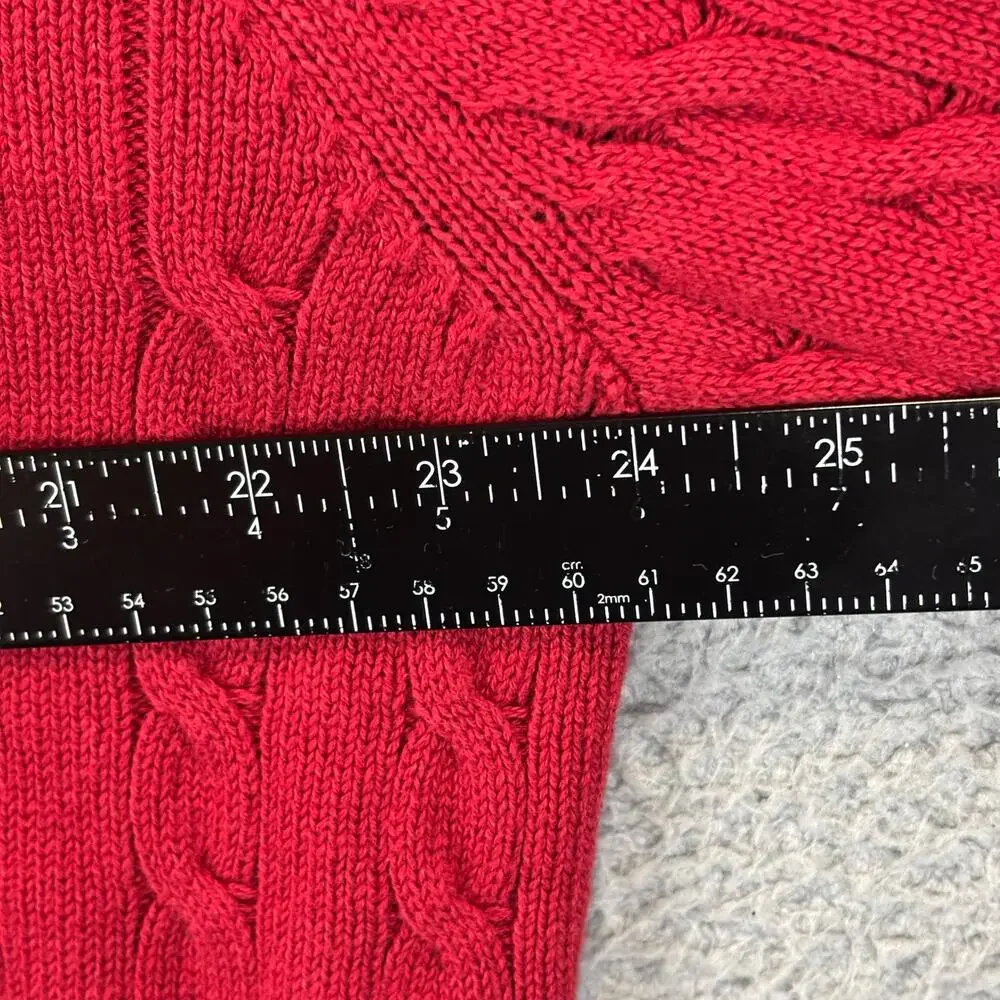 IZOD Cable Knit Sweater Mens XL Red Nautical Prep Grandpa Cotton Jumper 1/4 Zip